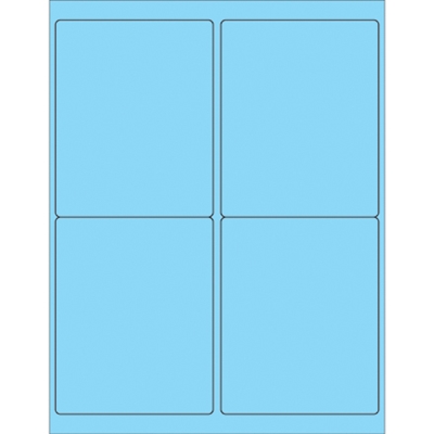 4 x 5" Fluorescent Pastel Blue Rectangle Laser Labels - 400/Case