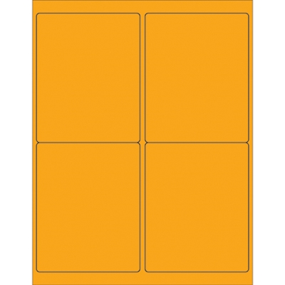 4" x 5" Fluorescent Orange Rectangle Laser Labels - 400/Case