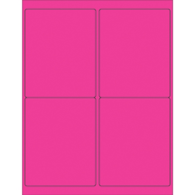 4 x 5" Fluorescent Pink Rectangle Laser Labels - 400/Case