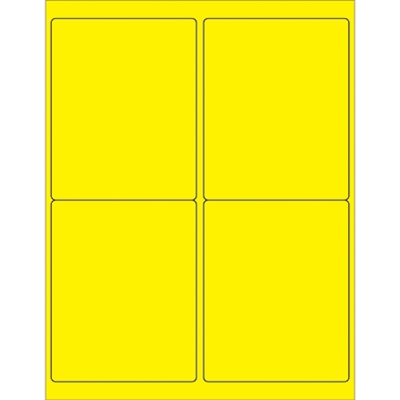 4 x 5" Fluorescent Yellow Rectangle Laser Labels - 400/Case