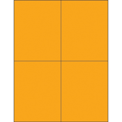 4 1/4 x 5 1/2 "Fluorescent Orange Rectangle Laser Labels - 400/Case