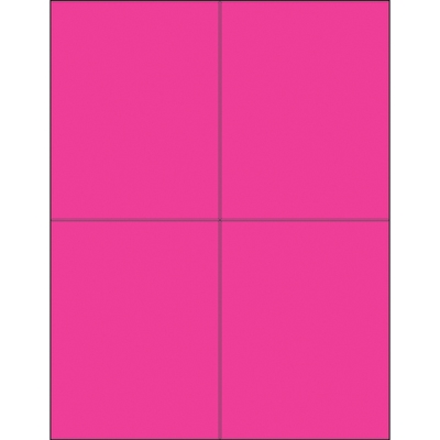 4 1/4 x 5 1/2" Fluorescent Pink Rectangle Laser Labels - 400/Case