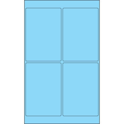 4 x 6" Fluorescent Pastel Blue Rectangle Laser Labels - 400/Case