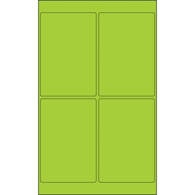 4 x 6" Fluorescent Green Rectangle Laser Labels - 400/Case