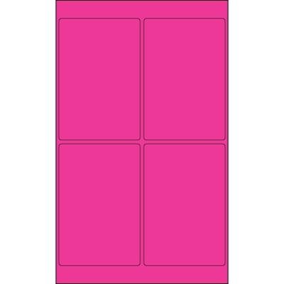 4 x 6" Fluorescent Pink Rectangle Laser Labels - 400/Case