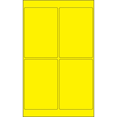 4 x 6" Fluorescent Yellow Rectangle Laser Labels - 400/Case