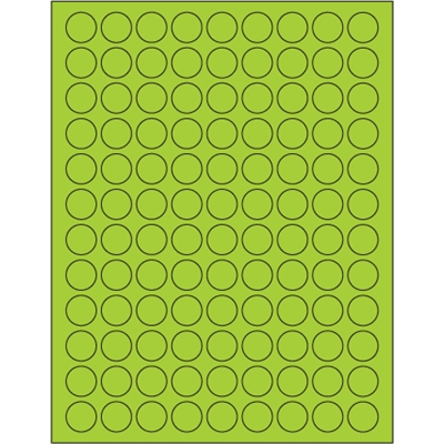 3/4" Fluorescent Green Circle Laser Labels - 10800/Case