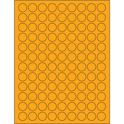 3/4" Fluorescent Orange Circle Laser Labels - 10800/Case
