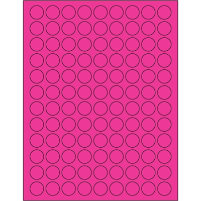 3/4" Fluorescent Pink Circle Laser Labels - 10800/Case