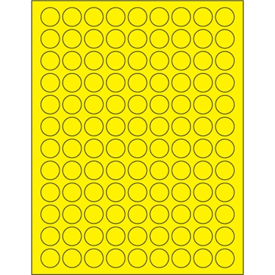 3/4" Fluorescent Yellow Circle Laser Labels - 10800/Case