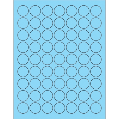 1" Fluorescent Pastel Blue Circle Laser Labels - 6300/Case