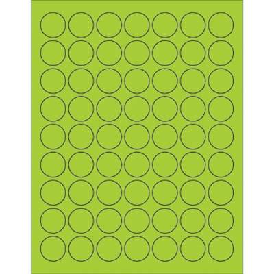 1" Fluorescent Green Circle Laser Labels - 6300/Case
