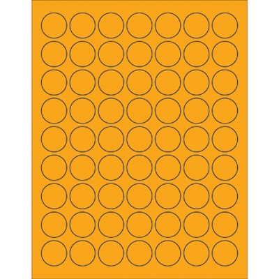 1" Fluorescent Orange Circle Laser Labels - 6300/Case