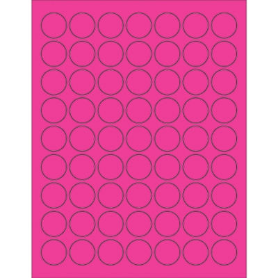 1" Fluorescent Pink Circle Laser Labels - 6300/Case