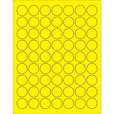 1" Fluorescent Yellow Circle Laser Labels - 6300/Case