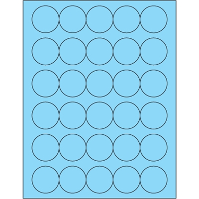1 1/2" Fluorescent Pastel Blue Circle Laser Labels - 3000/Case