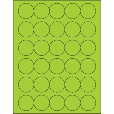 1 1/2" Fluorescent Green Circle Laser Labels - 3000/Case