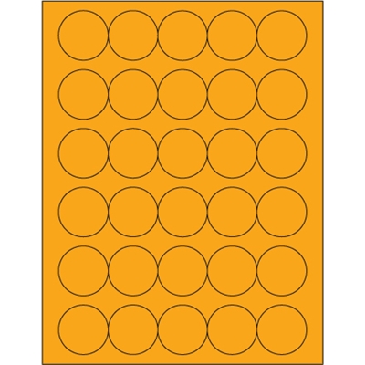 1 1/2" Fluorescent Orange Circle Laser Labels - 3000/Case