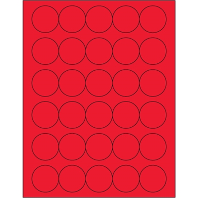 1 1/2" Fluorescent Red Circle Laser Labels - 3000/Case