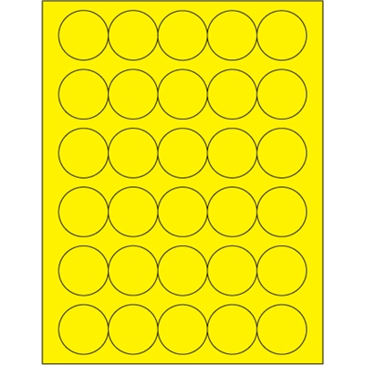 1 1/2" Fluorescent Yellow Circle Laser Labels - 3000/Case