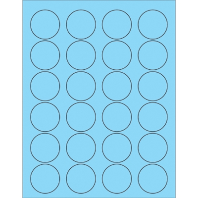 1 5/8" Fluorescent Pastel Blue Circle Laser Labels - 2400/Case