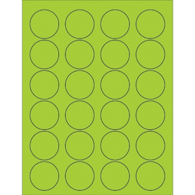1 5/8" Fluorescent Green Circle Laser Labels - 2400/Case