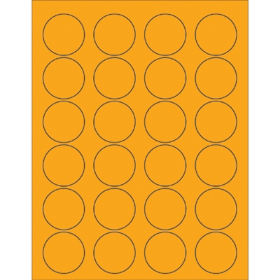 1 5/8" Fluorescent Orange Circle Laser Labels - 2400/Case