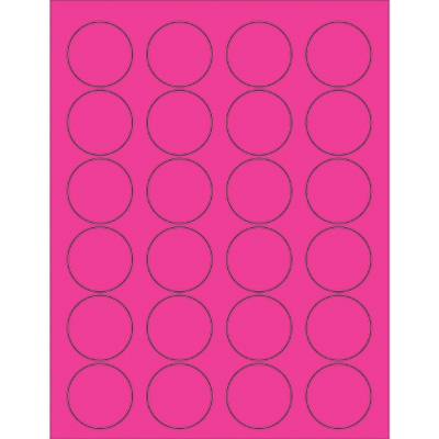 1 5/8" Fluorescent Pink Circle Laser Labels - 2400/Case