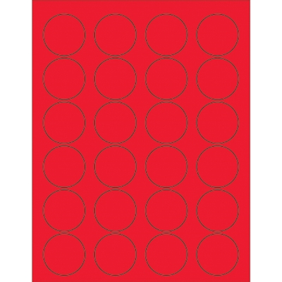 1 5/8" Fluorescent Red Circle Laser Labels - 2400/Case