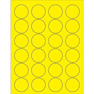 1 5/8" Fluorescent Yellow Circle Laser Labels - 2400/Case
