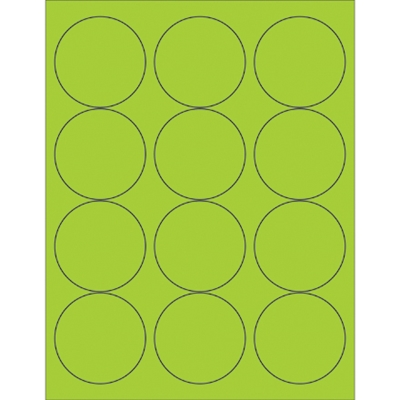 2 1/2" Fluorescent Green Circle Laser Labels - 1200/Case