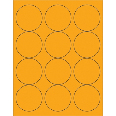 2 1/2" Fluorescent Orange Circle Laser Labels - 1200/Case
