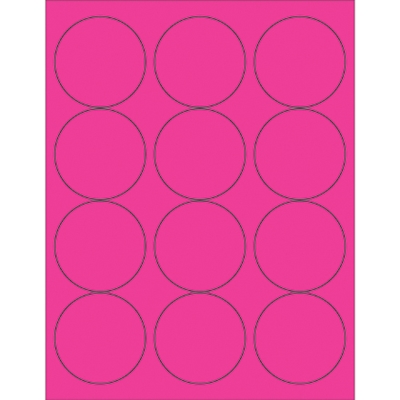 2 1/2" Fluorescent Pink Circle Laser Labels - 1200/Case