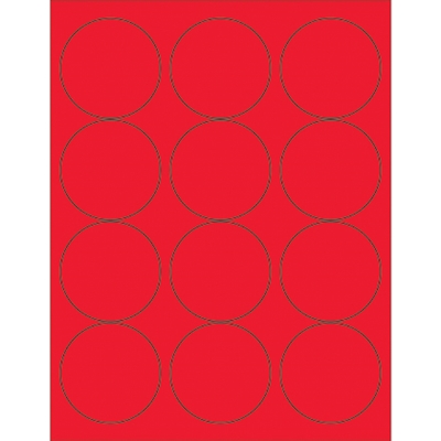 2 1/2" Fluorescent Red Circle Laser Labels - 1200/Case