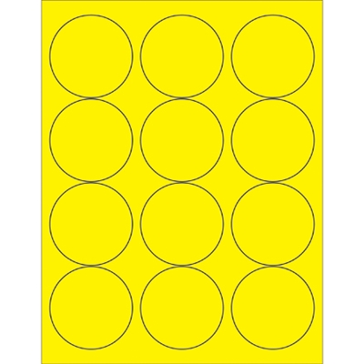 2 1/2" Fluorescent Yellow Circle Laser Labels - 1200/Case