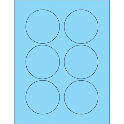 3" Fluorescent Pastel Blue Circle Laser Labels - 600/Case