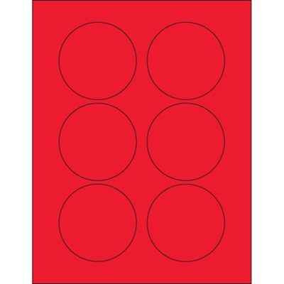 3" Fluorescent Red Circle Laser Labels - 600/Case