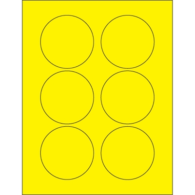 3" Fluorescent Yellow Circle Laser Labels - 600/Case