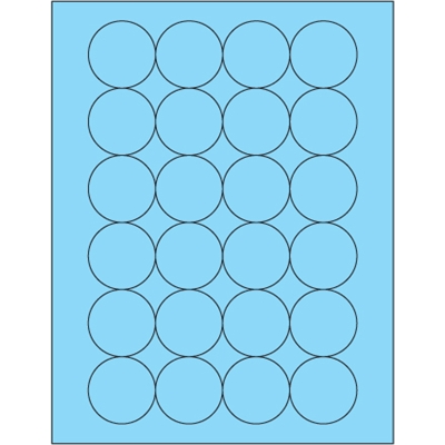1 2/3" Fluorescent Pastel Blue Circle Laser Labels - 2400/Case