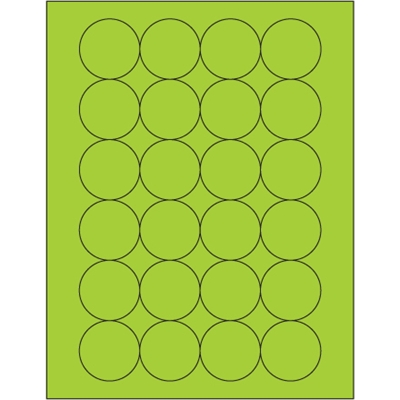 1 2/3" Fluorescent Green Circle Laser Labels - 2400/Case