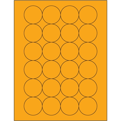 1 2/3" Fluorescent Orange Circle Laser Labels - 2400/Case