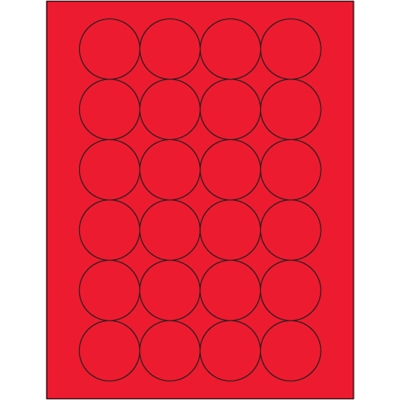 1 2/3" Fluorescent Red Circle Laser Labels - 2400/Case