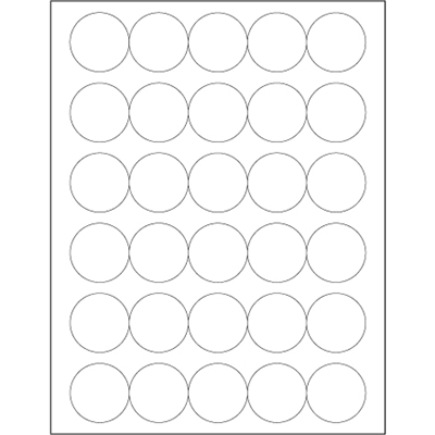 1 1/2" Glossy White Circle Laser Labels - 3000/Case