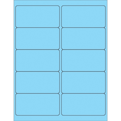 4 x 2" Fluorescent Pastel Blue Removable Rectangle Laser Labels - 1000/Case