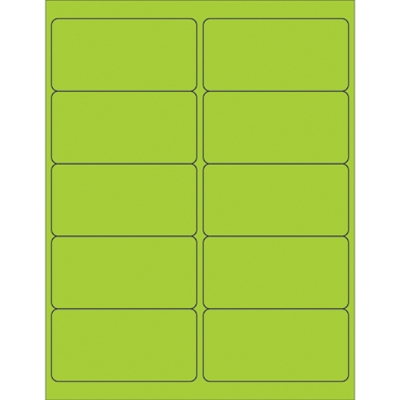 4 x 2" Fluorescent Green Removable Rectangle Laser Labels - 1000/Case