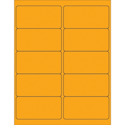 4 x 2" Fluorescent Orange Removable Rectangle Laser Labels - 1000/Case