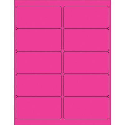 4 x 2" Fluorescent Pink Removable Rectangle Laser Labels - 1000/Case