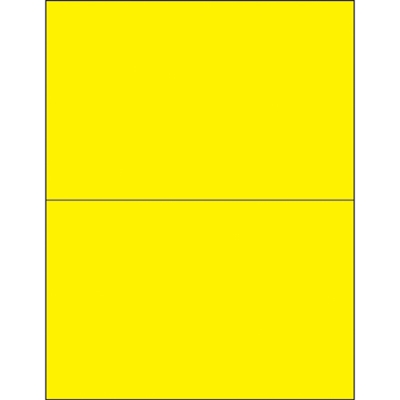 8 1/2 x 5 1/2" Fluorescent Yellow Removable Rectangle Laser Labels - 200/Case
