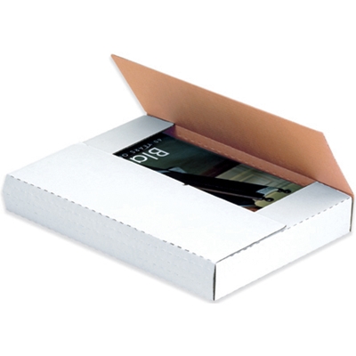 12 1/8 x 9 1/8 x 1" White Easy-Fold Mailers - 50/Bundle
