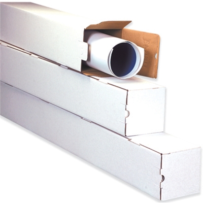 3 x 3 x 37" White Square Mailing Tubes - 25/Bundle